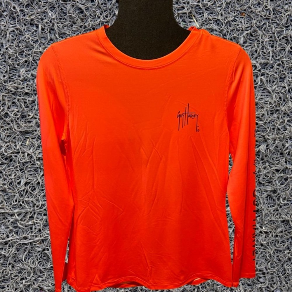 **NEW** - MEN'S GUY HARVEY LONG SLEEVE PERFORMANCE SHIRT - LIVING CORAL